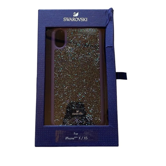 NEW Swarovski iPhone X/XS Glam Rock Rhinestone Druzy Purple Blue Phone Case - Picture 2 of 3